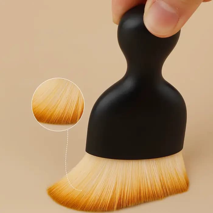 Base de pinceau de maquillage en Fiber synthétique noire en forme de S