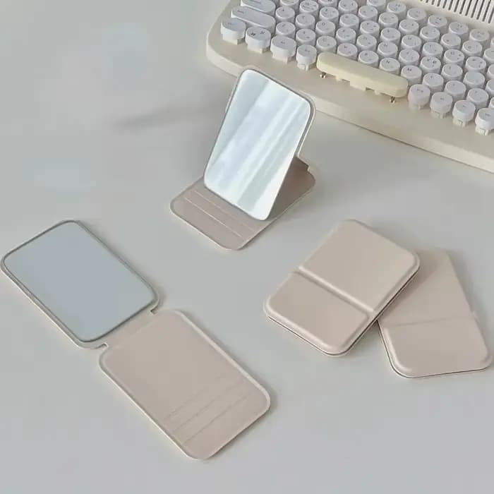 Miroir de maquillage de bureau en cuir PU