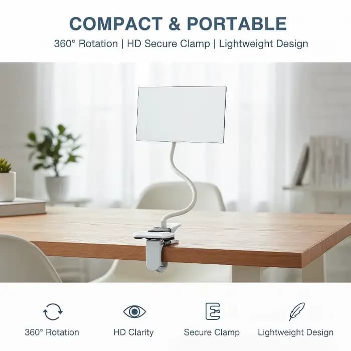Application de cils sans effort avec 360 ° Miroir HD à pince flexible réglable
