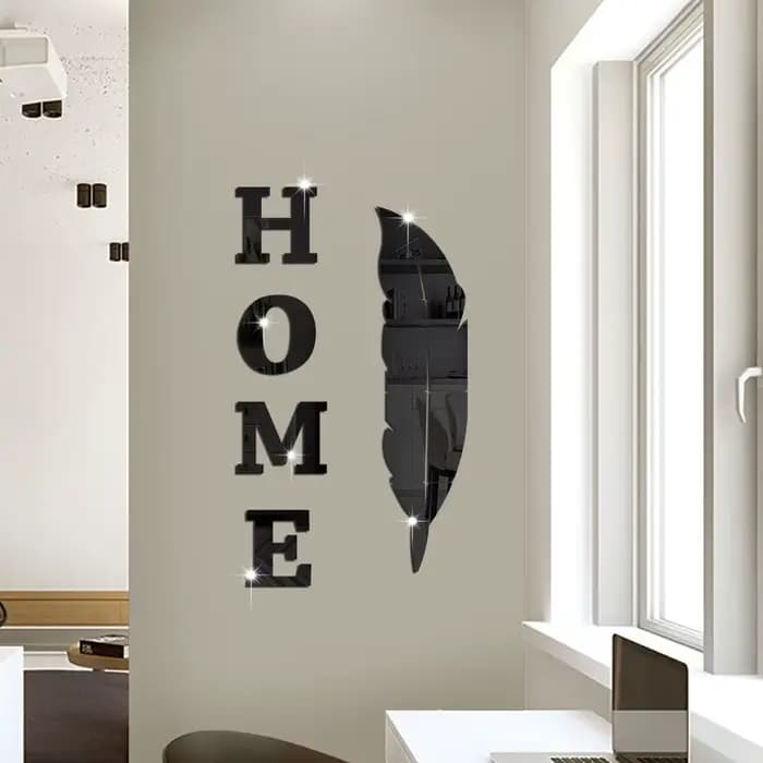 Miroir à plumes avec lettres anglaises 3D