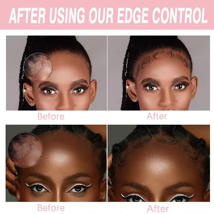 GOIPLE 30g Kit de cire de contrôle des bords pour femmes Gel coiffant Non gras petite taille Gel de ligne de cheveux lisse longue durée avec Kit de brosse
