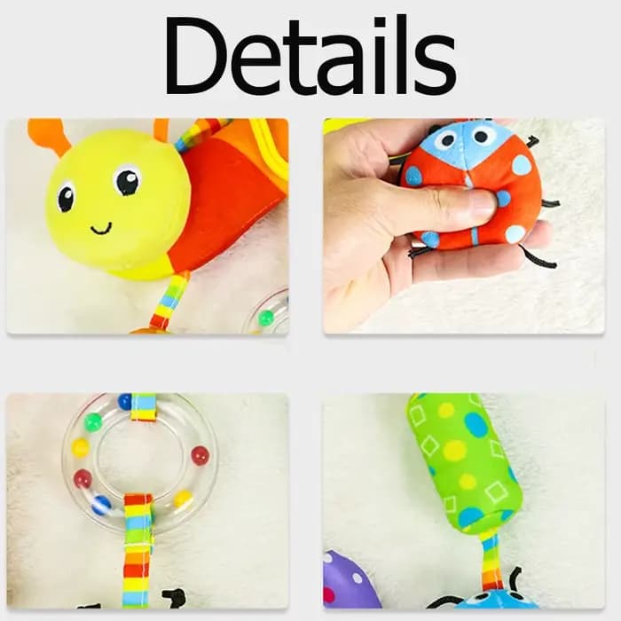 Jouets Sensoriels en Peluche Arc-en-ciel pour Bébé de 0, 3, 6 et 12 Mois, Accessoire de Voyage pour Poussette, Siège de Voiture