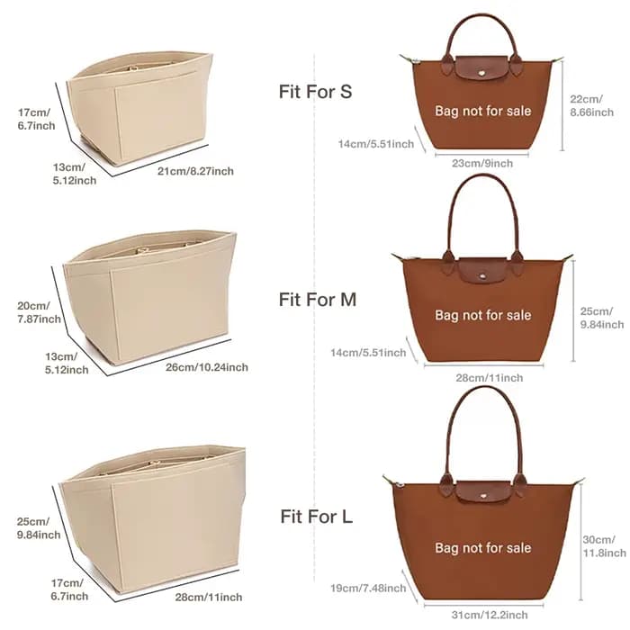Le sac cosmétique de doublure d'insertion de feutre convient pour LongChamp