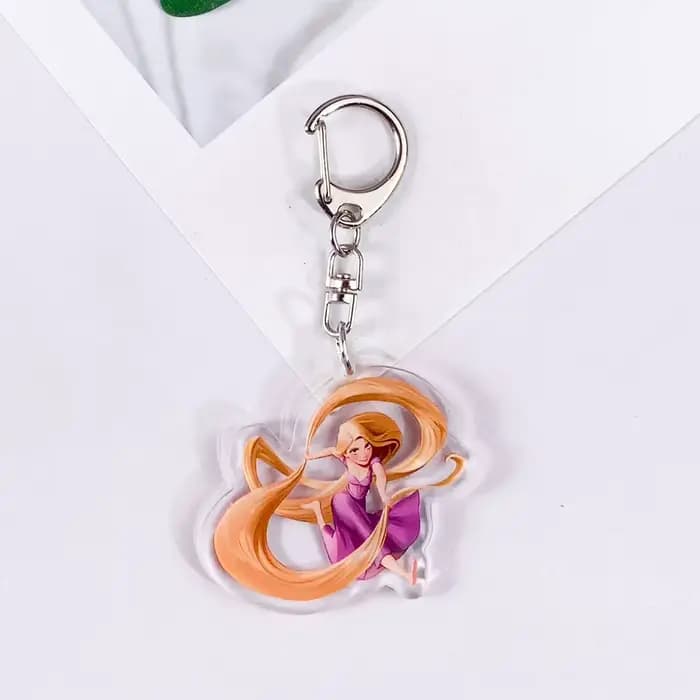 Porte-clés en acrylique de dessin animé Disney Rapunzel, accessoires mignons pour sac, pendentif amusant pour sac à dos, cadeaux pour amis, 1/13 pièces