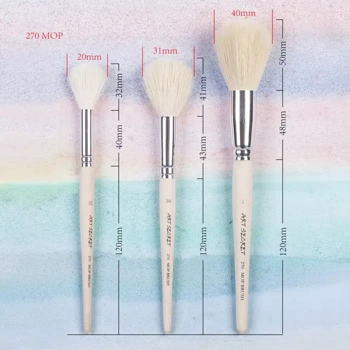 Artsecret-Brosse ronde en poils de chèvre moelleux, Interconnexion acrylique, Multi-usages, 270MOP, Manche en bois naturel, Dessin propre
