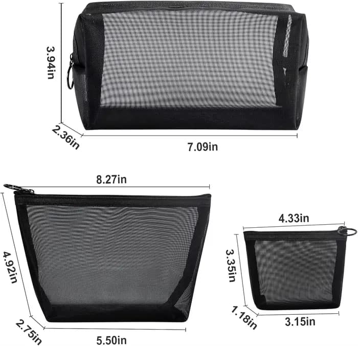 Aosbos – ensemble de 3 sacs à cosmétiques en maille