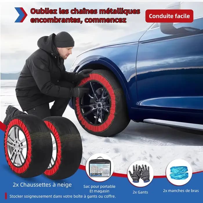 Chaînes à neige d'urgence pour pneus d'hiver, chaussettes antidérapantes pour voitures/SUV/voitures de sport, accessoires de sécurité pour pneus