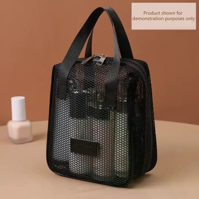 Sac de rangement de maquillage et de toilette en maille