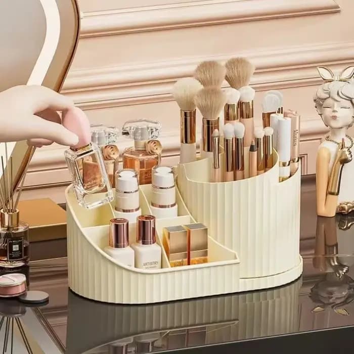 360 ° Organisateur de maquillage rotatif avec porte-brosse