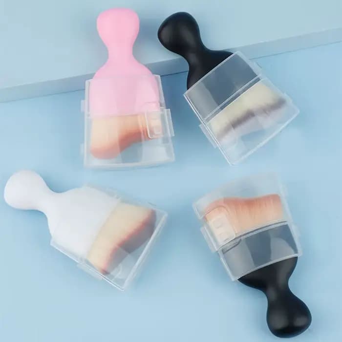 Base de pinceau de maquillage en Fiber synthétique noire en forme de S