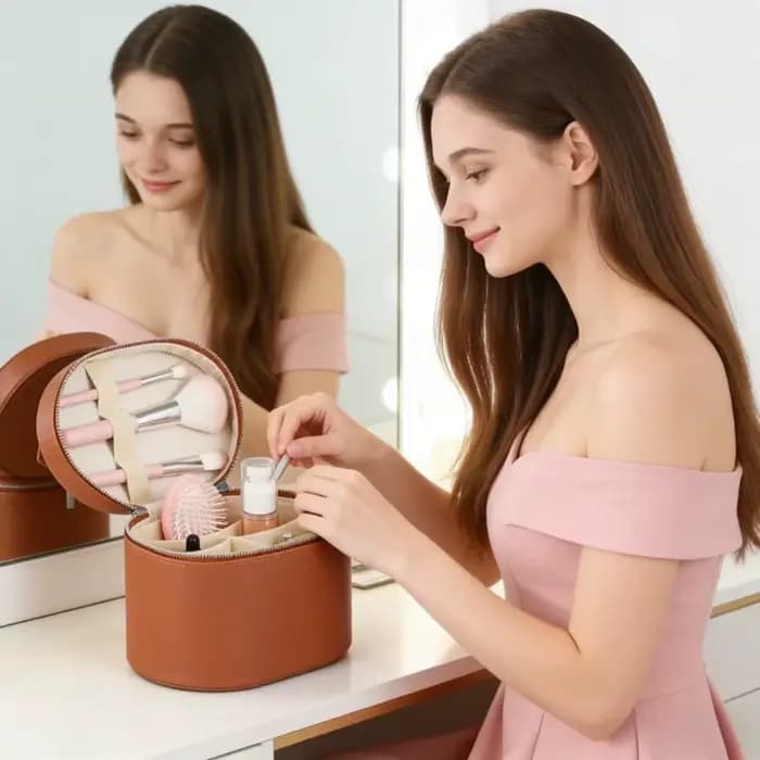 Trousse de Toilette Amovible Grande Capacité en PU