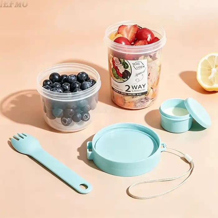 Ensemble de saladiers pour une perte de poids saine, récipient portable pour fruits, légumes, yaourt, pot anti-fuite avec fourchette et couvercle intégrés