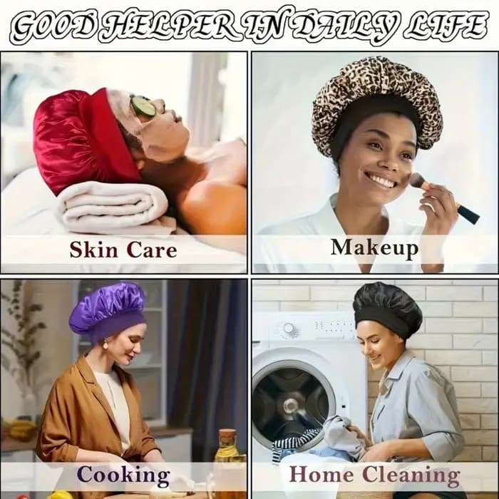 Kit de coiffure 4/12 pièces : Bigoudis en soie sans chaleur avec masque de nuit et bonnet de douche pour femmes et
