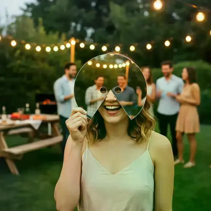 Masque facial miroir avec effet miroir hilarant, design léger pour les fêtes