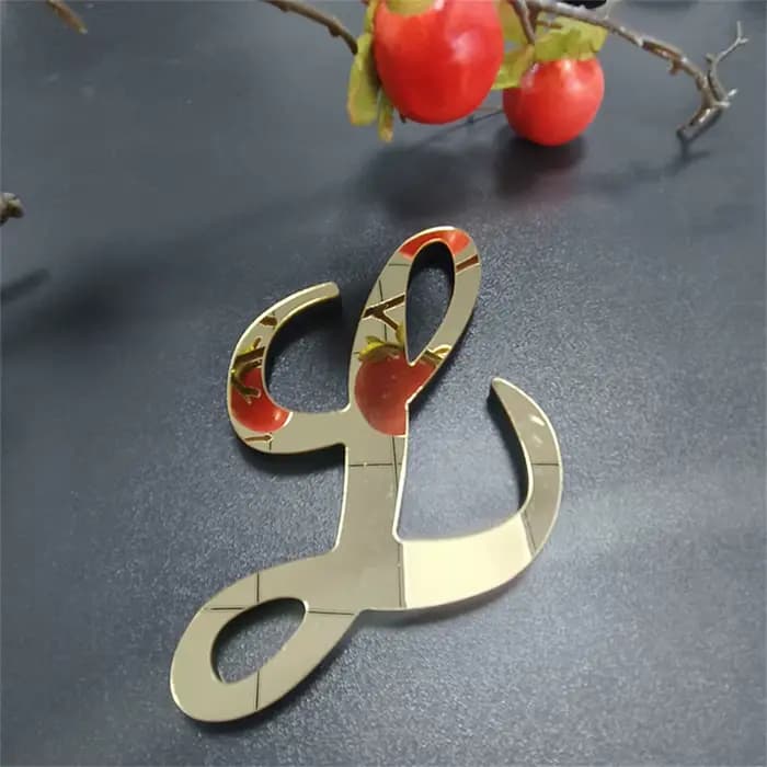 Grande taille 20 cm or 3D acrylique miroir Surface lettres anglaises Stickers muraux décor à la maison