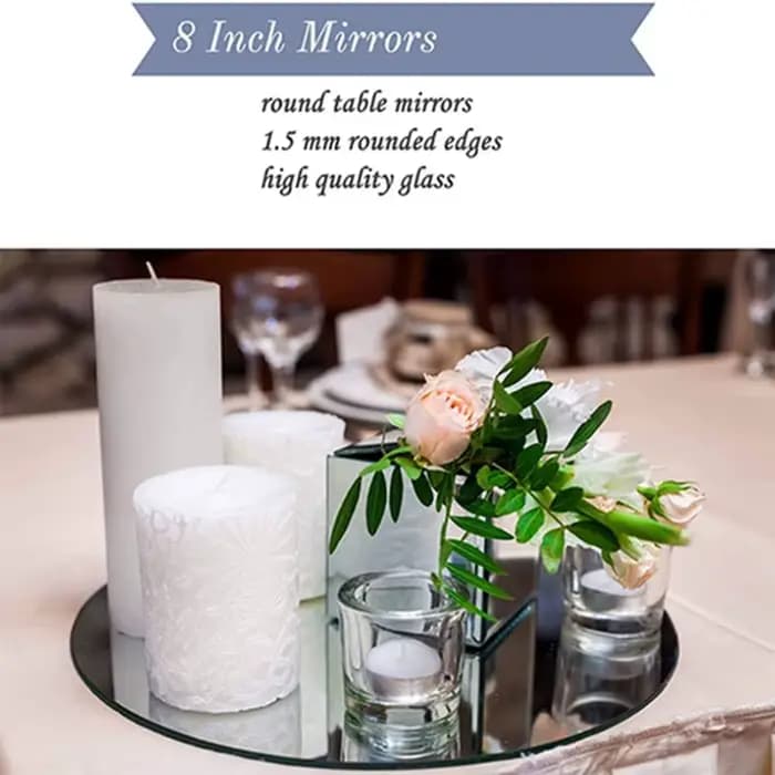 Miroir rond en acrylique pour décoration, plaque de miroir à bougie circulaire, accessoire pour mariage, baby shower, centres de table d'anniversaire, 8 po