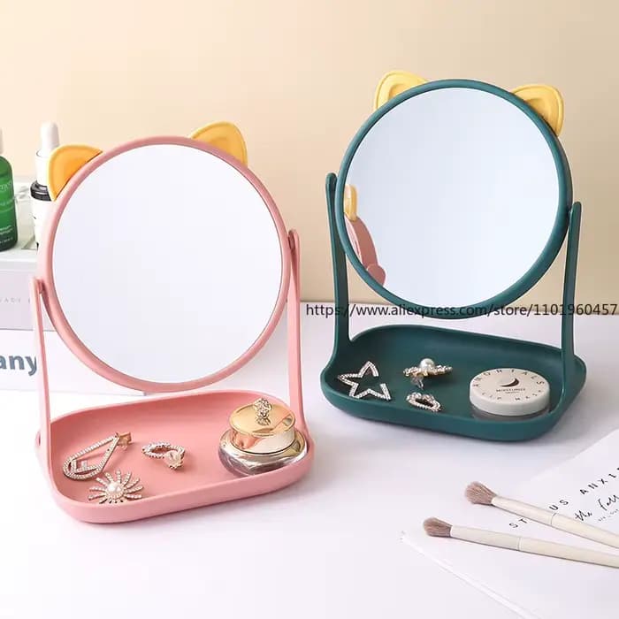 Miroir de maquillage élégant avec oreilles de chat