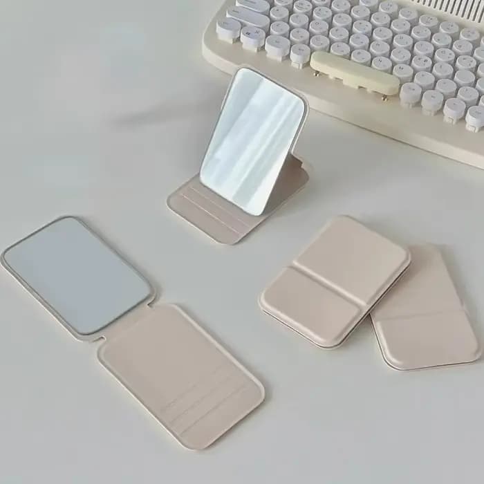 Miroir de maquillage de bureau en cuir PU