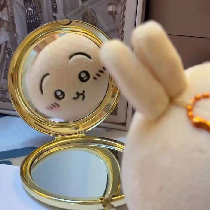 Nouveau Miroir Compact en Forme de Cœur Magic Girl Hachiware Usagi Kawaii Double Face Portable pour Maquillage et Boîte à Bijoux Cadeau