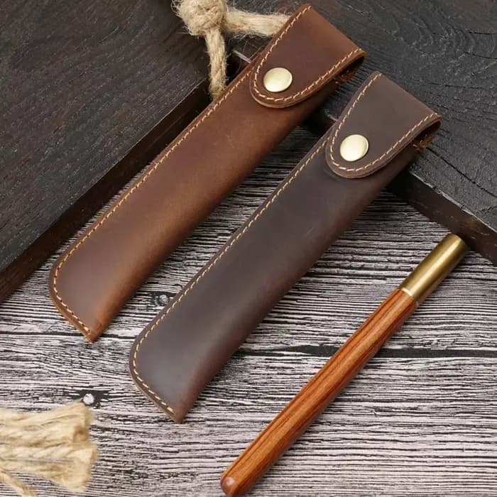 Trousse à crayons en cuir véritable pour journaux de carnet de voyage