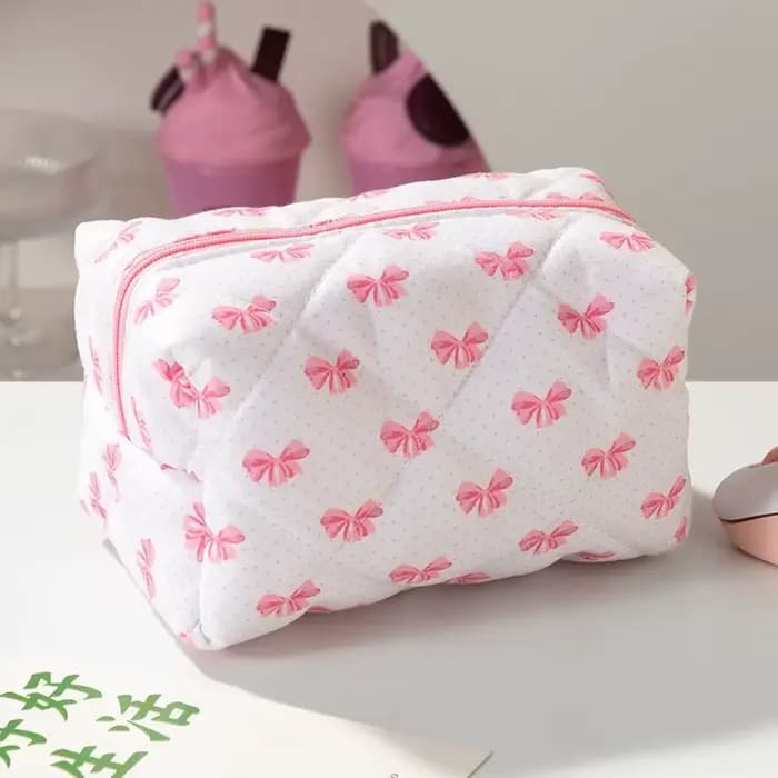 Sac à cosmétiques rose avec fermeture éclair