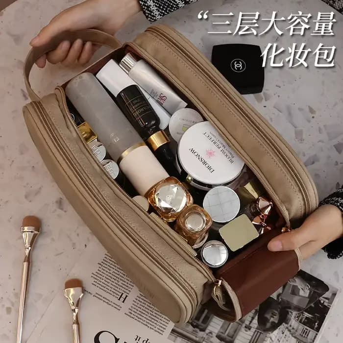 Sac de maquillage multifonctionnel en cuir PU pour femmes