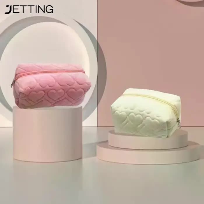 Sac de maquillage en peluche à motif d'amour pour femmes
