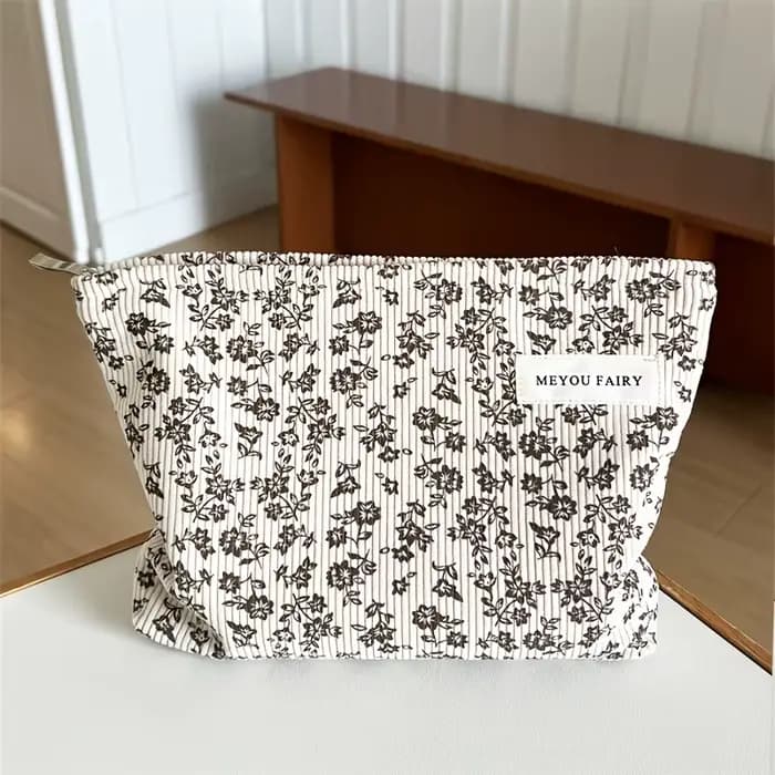 Grand sac de maquillage de style minimaliste pour femme – Sac de rangement de voyage élégant à fermeture éclair avec