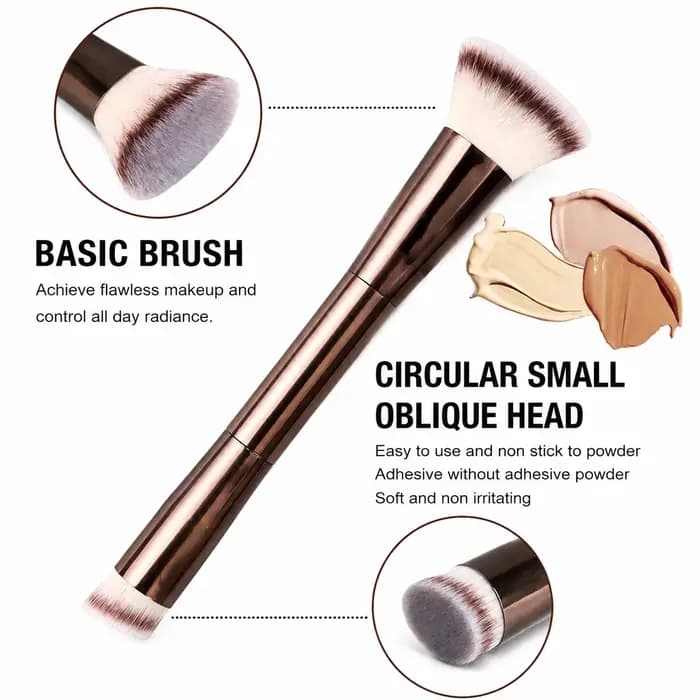 Ensemble de 2 pinceaux de maquillage à double extrémité – Fond de teint et blush
