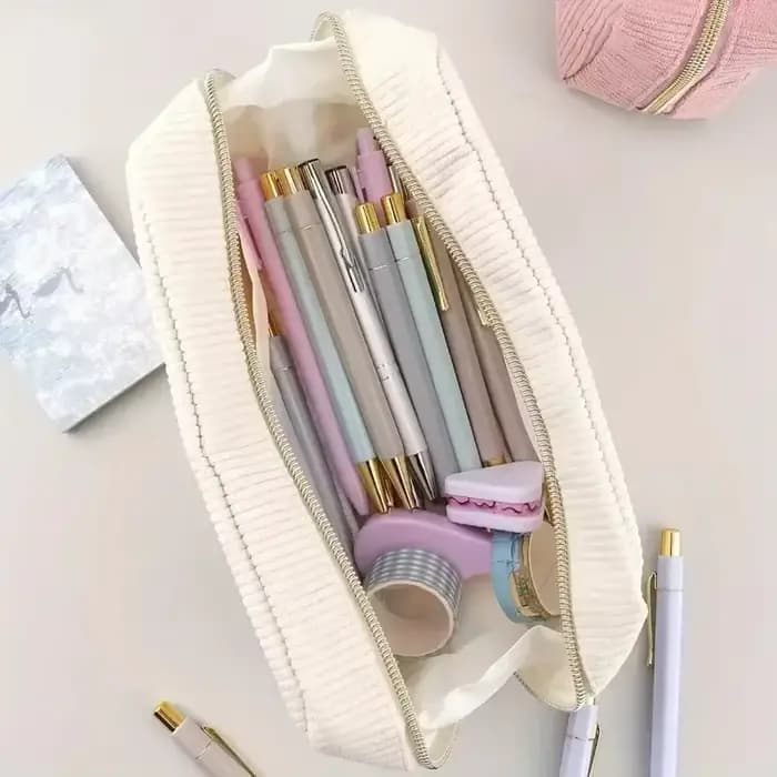 Trousse à crayons en velours côtelé