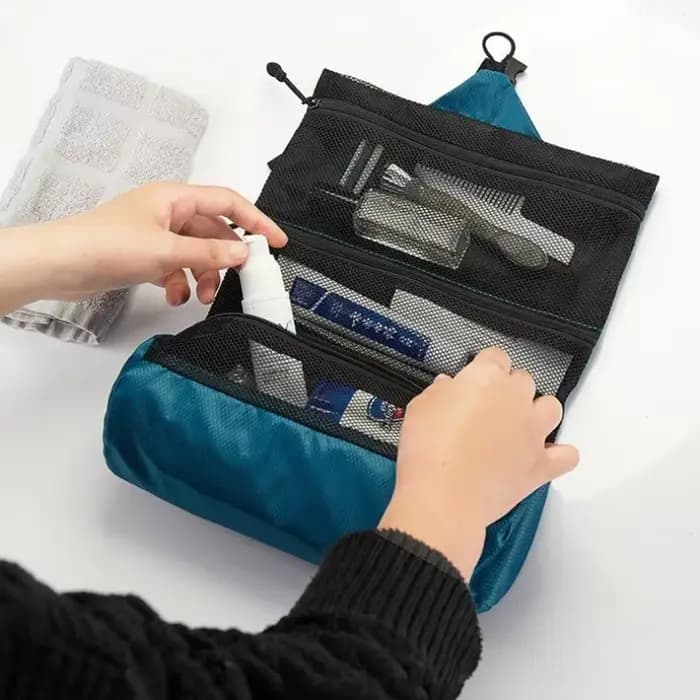 Organisateur de toilette pliable de qualité supérieure : sac de lavage portable étanche pour le camping