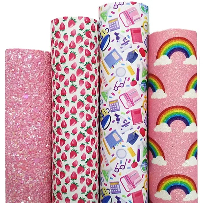 Feuilles scintillantes personnalisées arc-en-ciel rose vif