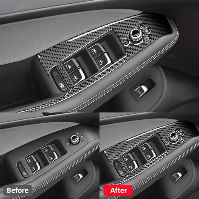 Accessoires pour Audi Q5 2010-2017, modification en fibre de carbone, garniture de panneau de commande des fenêtres intérieures, cadre décoratif, autocollant