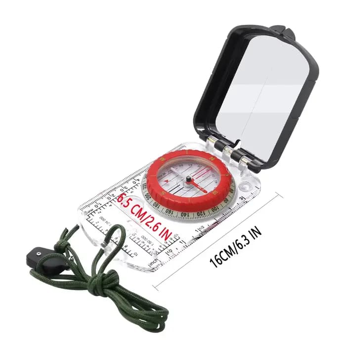 Boussole de visée à miroir inclinable réglable avec veilleuse pour la randonnée, la lecture de cartes, le Camping, la survie, la chasse et l'alpinisme
