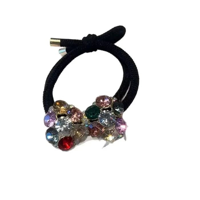 Attache de cheveux avec nœud en cristal de luxe, bandeau élastique Chic et minimaliste, accessoire de cheveux à la mode, corde de cheveux élégante pour femmes