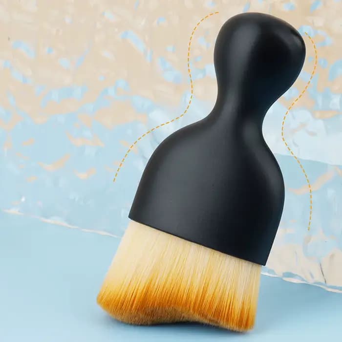 Base de pinceau de maquillage en Fiber synthétique noire en forme de S