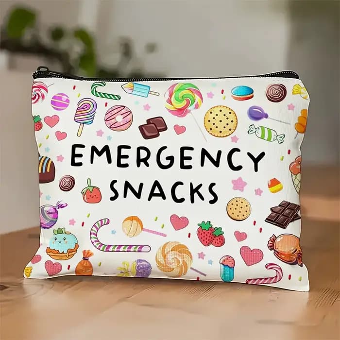 Sac de maquillage à motif de bonbons et de friandises colorées