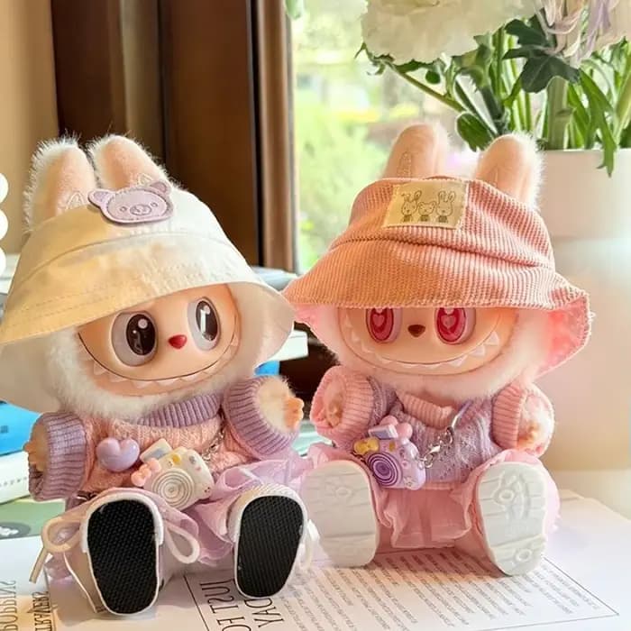 Pour Labubu assis fête série été doux fil jupe chapeau ensemble pour Labubu V1 V2 accessoires pour Labubu vêtements
