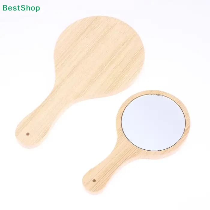 ❄ Miroir à main en bambou naturel – 2 tailles