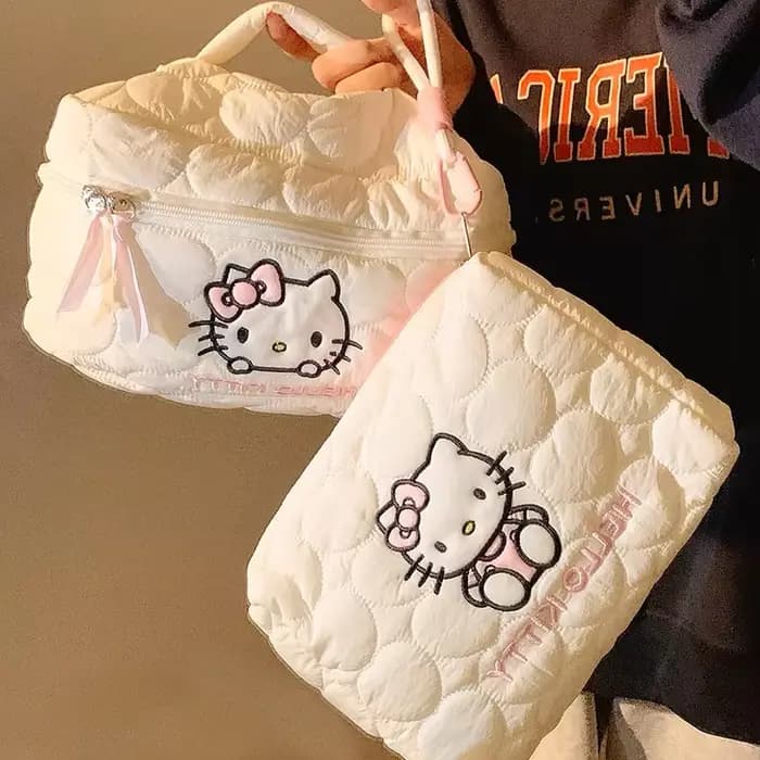 Kawaii Hello Kitty sac de rangement de maquillage grande capacité voyage organisateur de cosmétiques Portable toilette