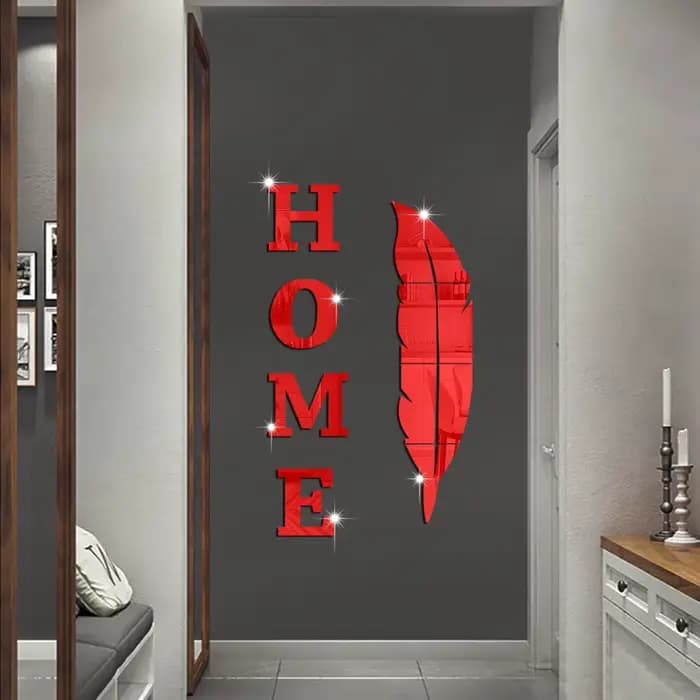 Miroir à plumes avec lettres anglaises 3D