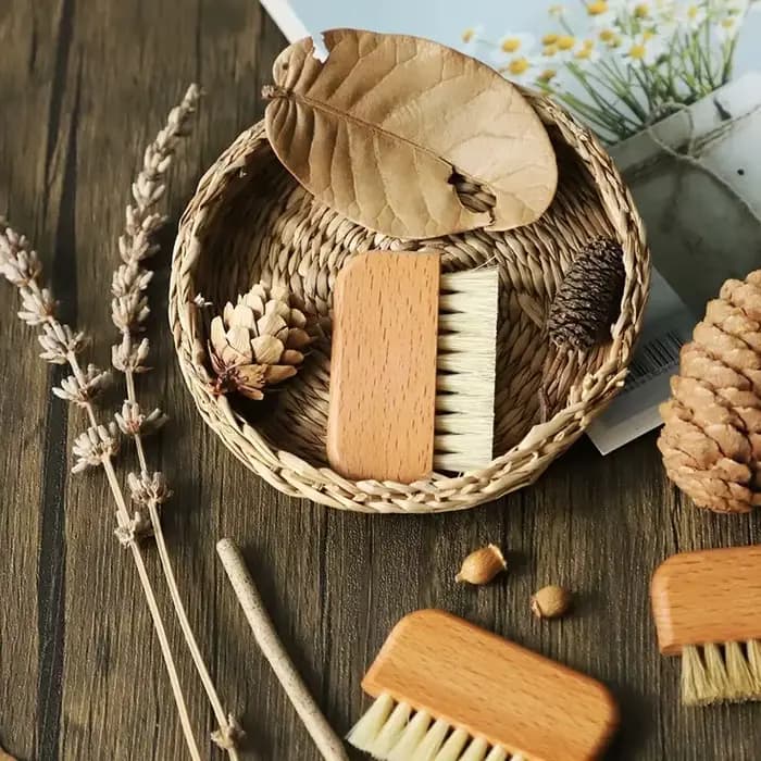 Brosses de nettoyage des ongles mini brosse à poussière d'ongles en bois et poils de porc outils