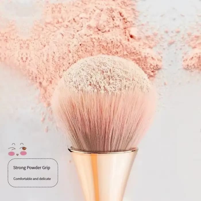 Pinceau à blush et highlighter à long manche en or rose