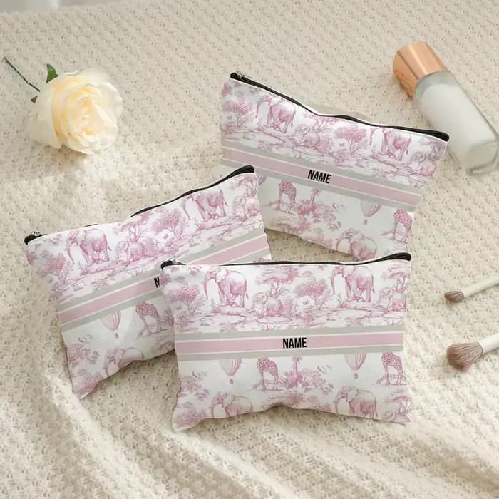 Toile De Jouy rouge française personnalisée avec sac De maquillage à motif