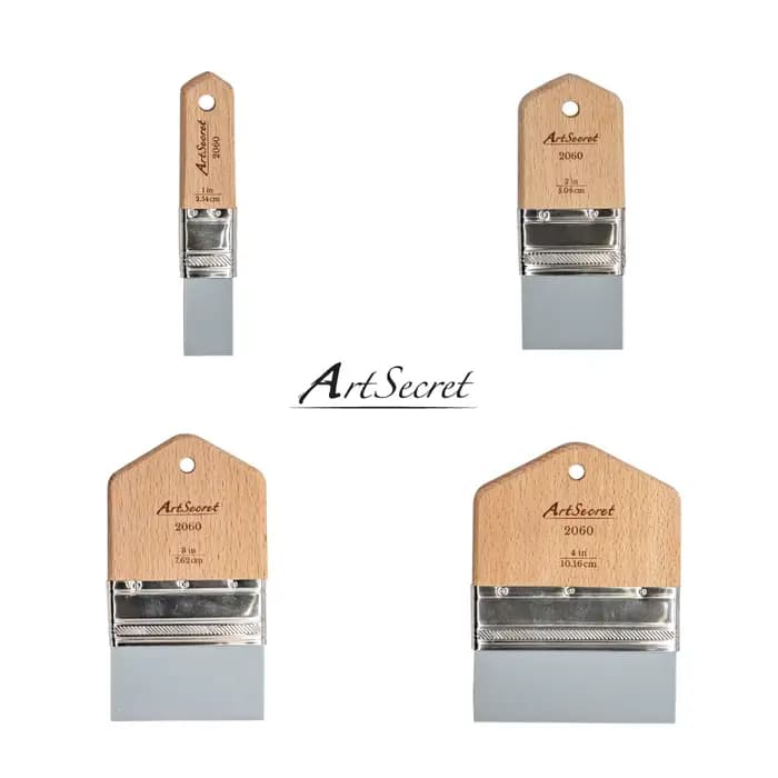 Artsecert 1-4 pièces pinceau en Silicone manche court en bois pinceaux plats flexibles pour peinture à l'huile acrylique Application lisse
