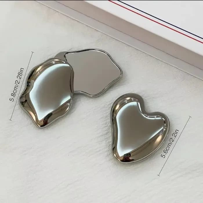 Miroir de maquillage pliable en métal tendance