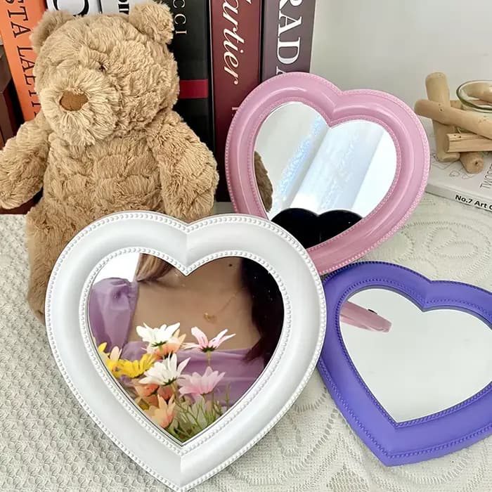 Miroir cosmétique décoratif de célébrité Web, cœur de fille, dortoir étudiant