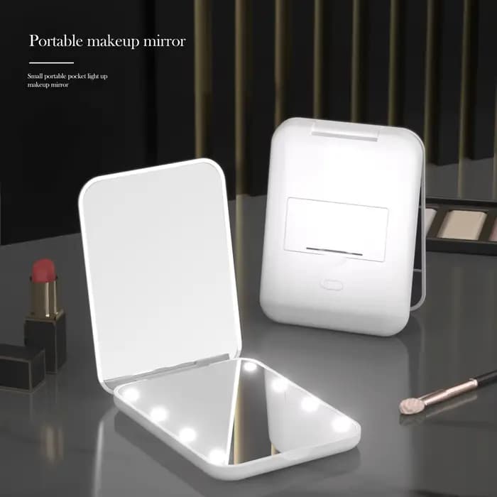 Miroir de poche 1X/2X grossissant avec lumière