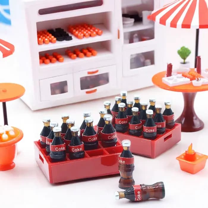 Mini bouteilles de Cola miniatures pour maison de poupée, plateau de boissons, boîte de rangement, Kits de modèles de cuisine, scène de jeu alimentaire, accessoire de décoration, 13 pièces/ensemble