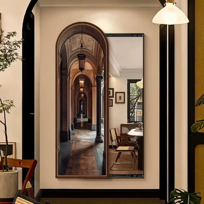 Art miroir irrégulier cadre esthétique verre Compact femmes luxe